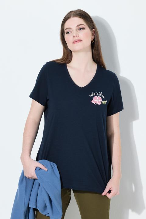 Produktbild Ulla Popken T-Shirt, Blüte, V.-Ausschnitt, Halbarm (56)