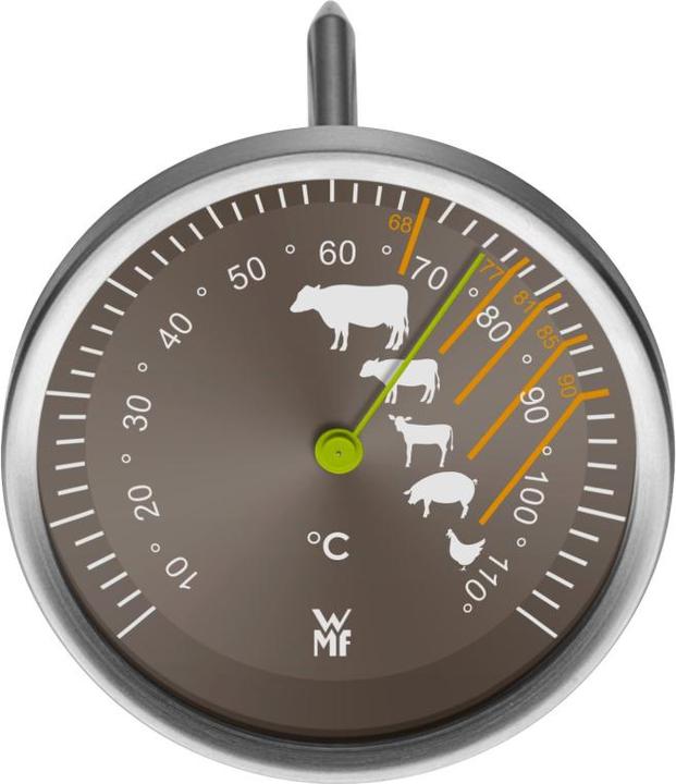 Actual product image WMF Oval roasting pan with thermometer (788009990), stainless steel (Casserole + stew pot, Stainless steel, 25.80 x 28.50 cm)