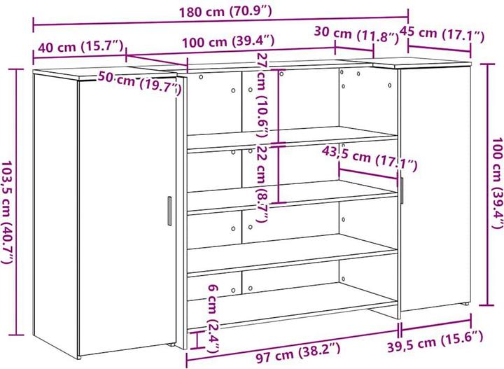 Immagine prodotto vidaXL Bancone reception in rovere affumicato 180x50x103,5 cm bancone reception in legno
