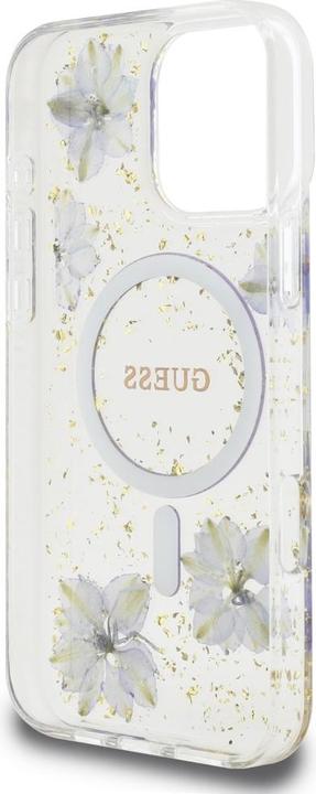 Actual product image Guess Case Resin Flowers MagSafe for iPhone 16 Pro Max purple (Apple iPhone 16 Pro Max)