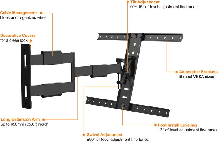 Actual product image Multibrackets M Vesa Flex Arm Thin (Wall, 55", 30 kg)