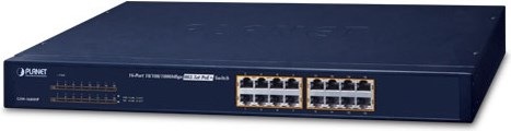 Produktbild Planet 19 Zoll POE+ Switch, 16 x Gigabit, 802.3at High Power, 220 Watt (16 Ports)