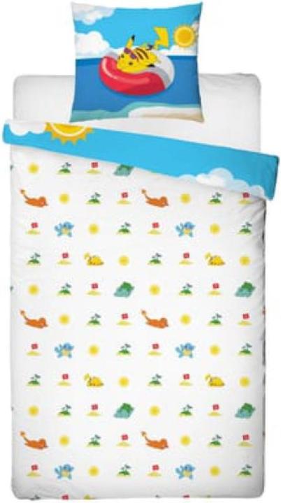 Produktbild Lyo Pokémon - Parure de lit en microfibre Pikachu et ses amis à la plage (200x140cm 63x63cm) (140 x 200 cm, 63 x 63 cm)