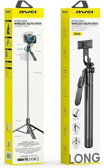 Produktbild Awei Selfie Stick X56 czarny/black aluminiowy /aluminum alloy