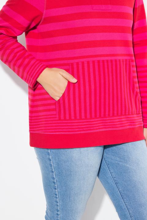 Produktbild Ulla Popken Hoodie, Streifen, Kapuze, Kängurutasche, Langarm (58)