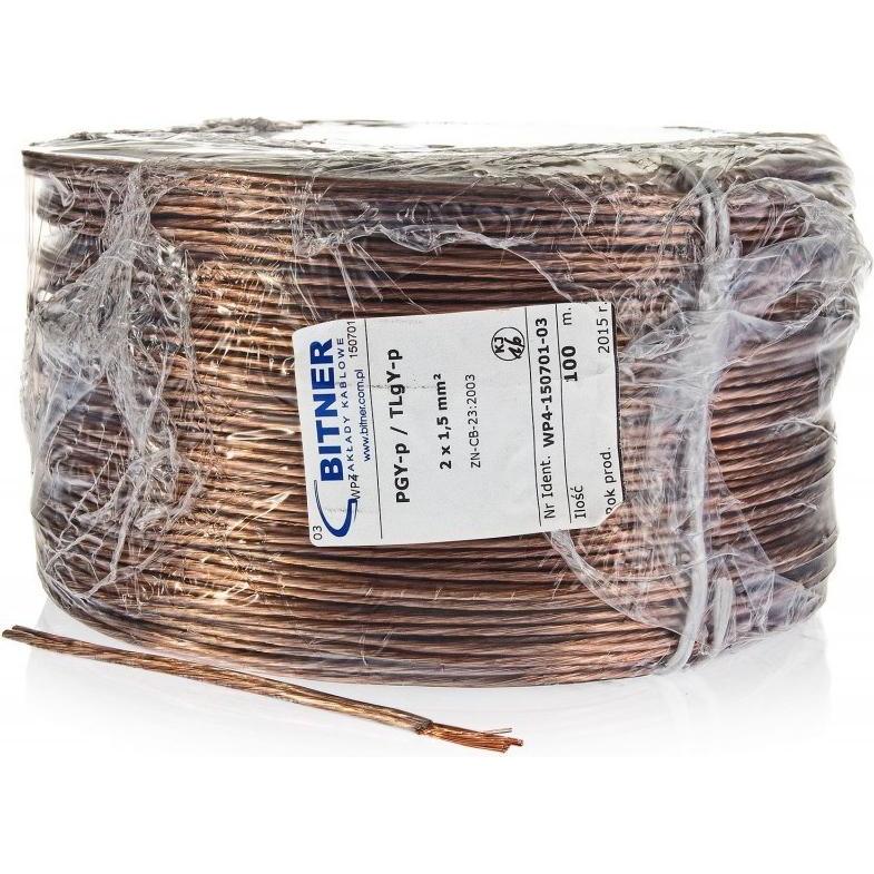 Bitner BITZER LAUTSPRECHERKABEL BiTsound PGY-p (TLgY) 2x1 5mm ROLLE 100m. (100 m), Lautsprecherkabel