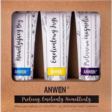 Actual product image ANWEN SET Odżywki do włosów o średniej porowatości Proteinowa Orchidea 100ml + Emolientowy Irys (Hair care set)