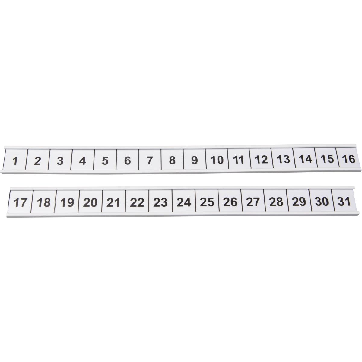 Ultradex, Zubehör Präsentieren, Skala mit Tageszahlen 1-31 magnetisch 465x20mm Strichabstand 15mm