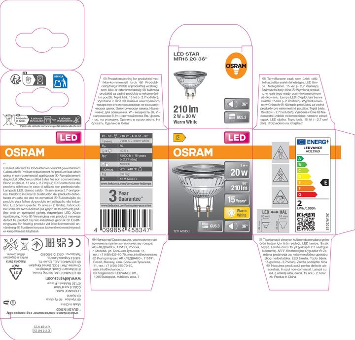 Produktbild Osram Led Star Mr16 (GU5.3, 210 lm, 1x)