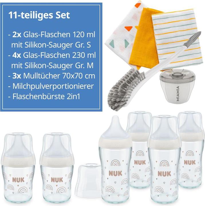 Actual product image NUK Babyflaschen Premium Glas-Flaschen-Set Perfect Match 11-tlg. (230 ml)