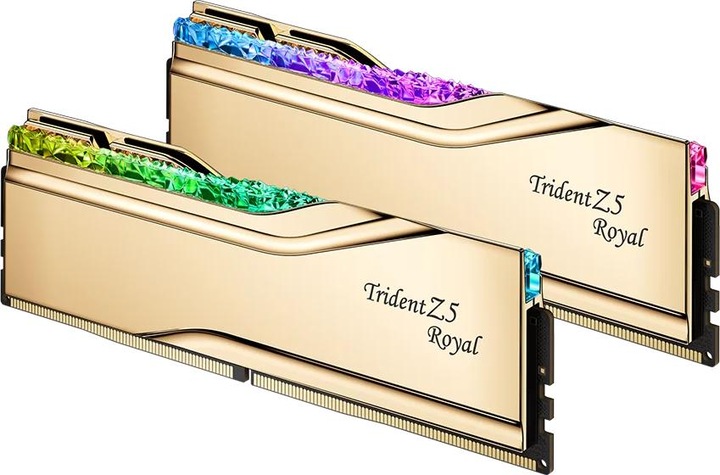 Produktbild G.Skill DIMM 32 GB DDR5-6400 (2x 16 GB) Dual-Kit (gold, F5-6400J3039G16GX2-TR5G, Trident Z5 Royal, INTEL XM (2 x 16GB, 6400 MHz, DDR5-RAM, DIMM)