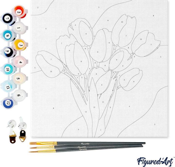 Immagine prodotto Figured'Art Mini Kit da Dipingere con i Numeri con Cornice - Bouquet di Tulipani