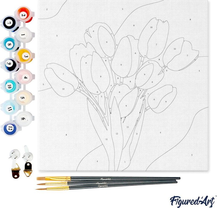 Actual product image Figured'Art Mini Paint by Numbers framed - Bouquet of Tulips