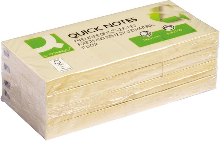 Produktbild Q-Connect Haftnotizen Quick Notes Recycling gelb (51 x 38 mm)