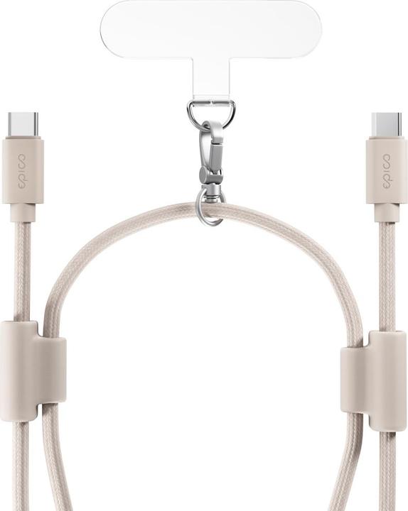 Immagine prodotto Makita Epico Handy-Lanyard beige / USB-C-zu-USB-C-Kabel / robuster Metallkarabiner (1.45 m, USB 2.0, 60 W)