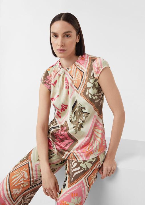 Immagine prodotto Comma Bluse Gemusterte Satin-Bluse mit Raffung (36)