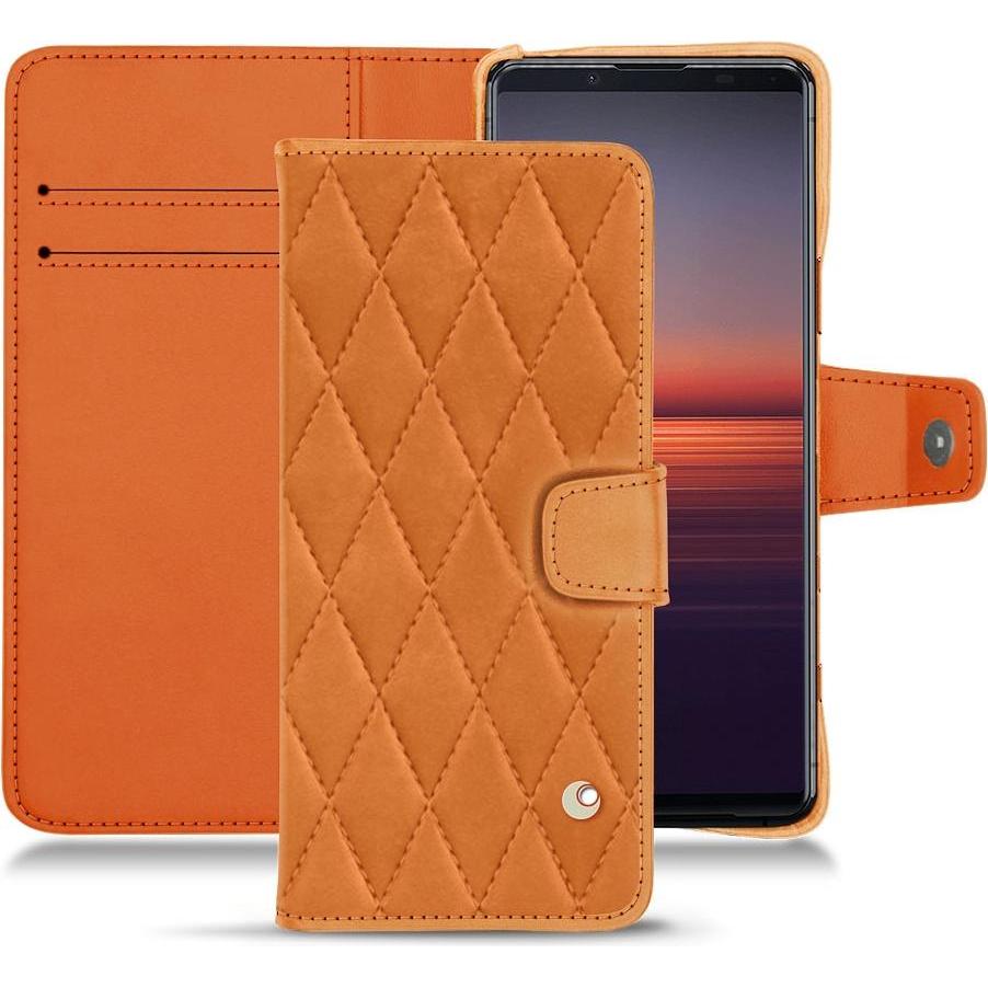 Noreve Lederschutzhülle Wallet (Sony Xperia 5 II), Smartphone Hülle, Orange