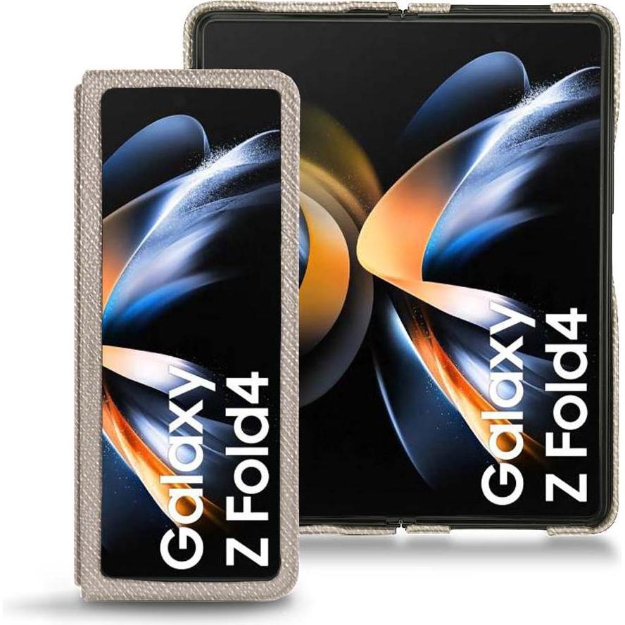 Thumbnail - Noreve Lederschutzhülle Samsung Galaxy Z Fold4 (Samsung Galaxy Z Fold4), Smartphone Hülle, Beige