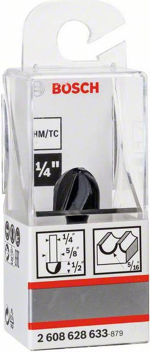 Produktbild Bosch Professional Zubehör Hohlkehlfräser, 1/4-Zoll, R1 8 mm, D 15,9 mm, L 12,3 mm, G 45 mm