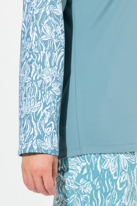 Actual product image Ulla Popken Floral Detail Troyer Collar Thermal Tee (58)