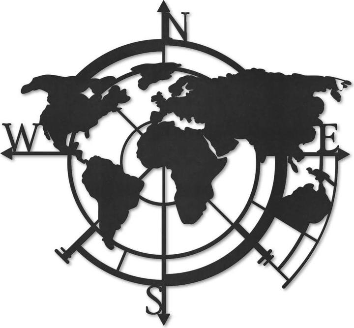Actual product image Trenddeko World map cardinal points 02 (70 x 67 cm)