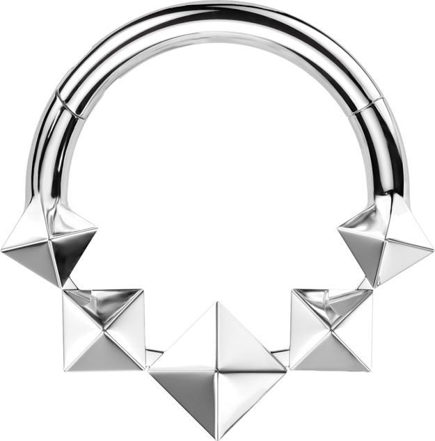Produktbild Star Piercing Micro Segmentring klappbar silber fünf 3D Diamanten (ohne Messing, Titan)