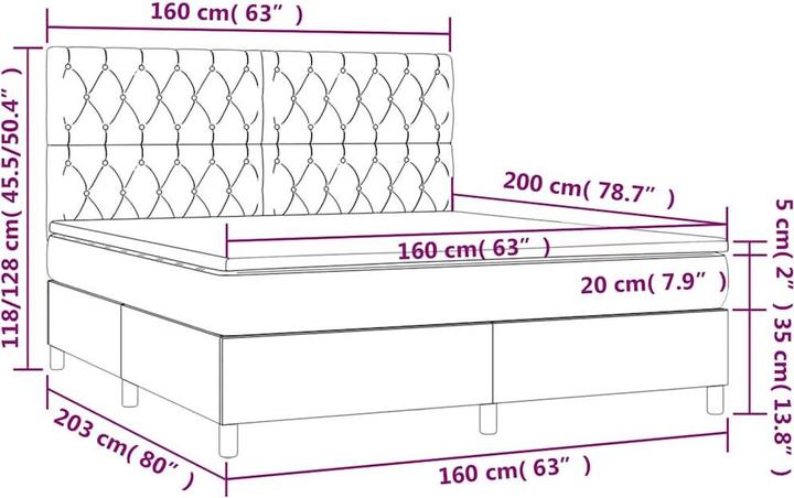 Image du produit vidaXL Boxspringbett (160 x 200 cm)