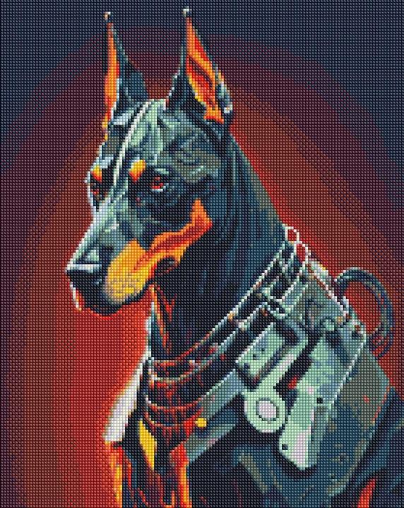 Actual product image Ideyka Diamond Painting - Faithful guardian with frame 40 x 50 cm
