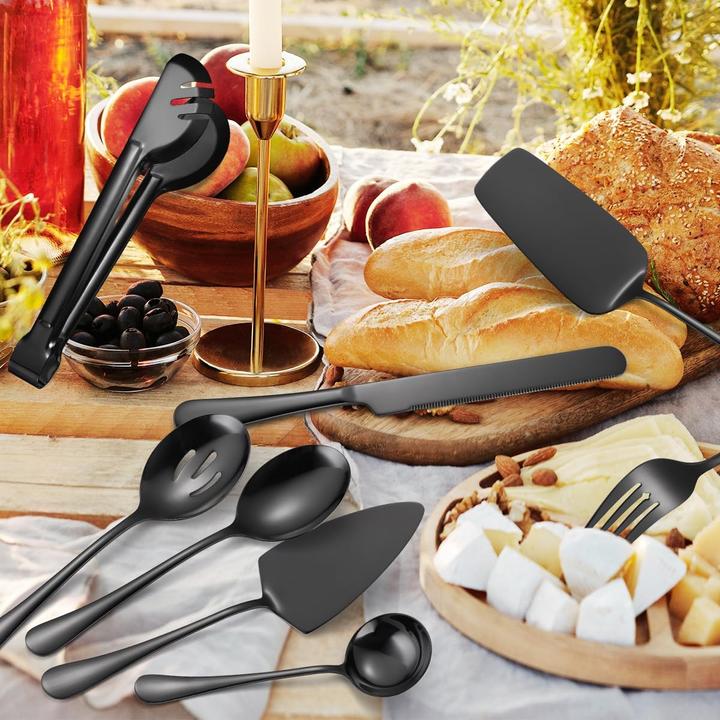 Actual product image Aarainbow 8-teiliges Servierbesteck-Set für Buffet (Cake server, Serving fork, Serving spoon, Serving tongs, Tart knife)