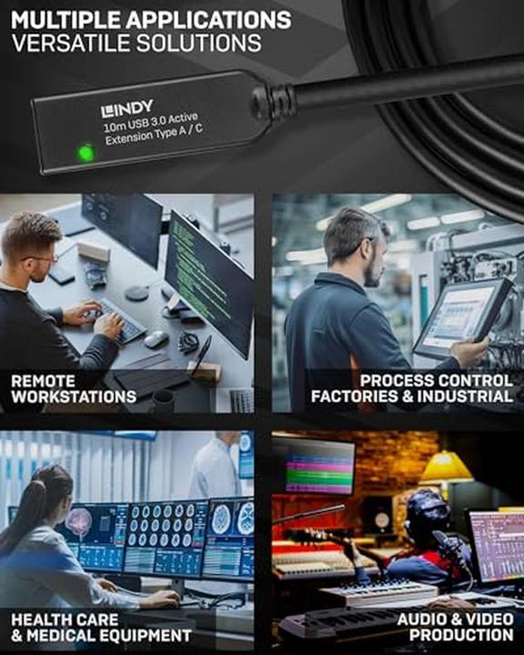 Produktbild Lindy 10m USB 3.0 Active Extension Type A to C (10 m, USB 3.2 Gen 1)