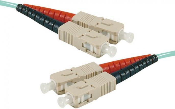 Actual product image Exertis Connect Fibre optic patch cable HD, 50/125 µm, OM3 fibre, SC duplex male/male, aqua, 15.0 m UPC UPC cut (15 m)