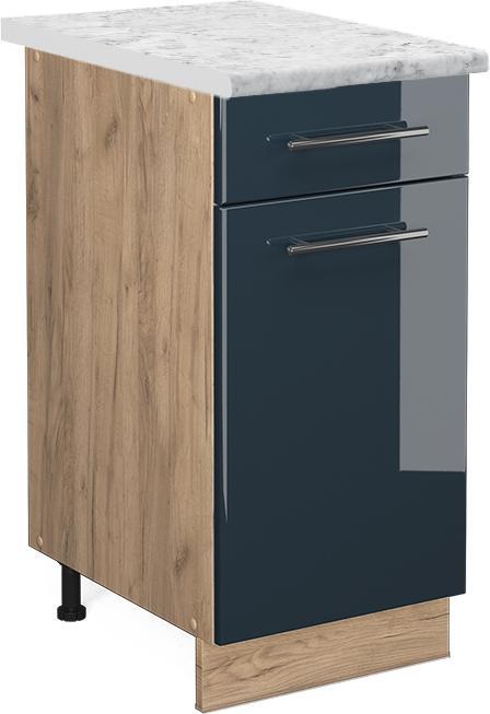 Blau, Dunkelblau hochglanz, Goldkraft Eiche, Marble-Weiss