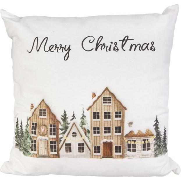 MICA Living, Dekokissen, Dekokissen Winterdorf Merry Christmas - ca. 41 x 41 x 8 cm (41 x 41 x 8 cm)