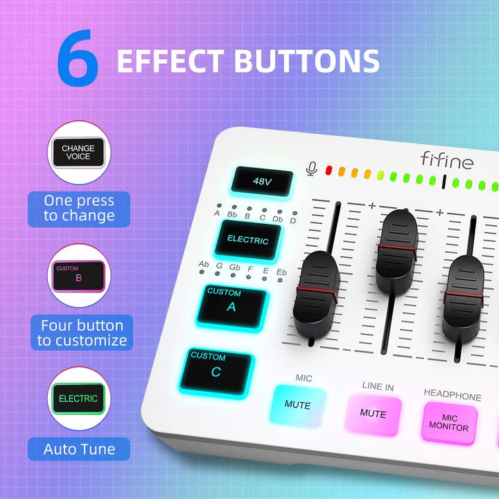 Actual product image Fifine Gaming Audio Mixer SC3, 4-channel