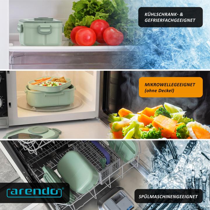 Actual product image Arendo Lunch box Bento box with cutlery & compartments