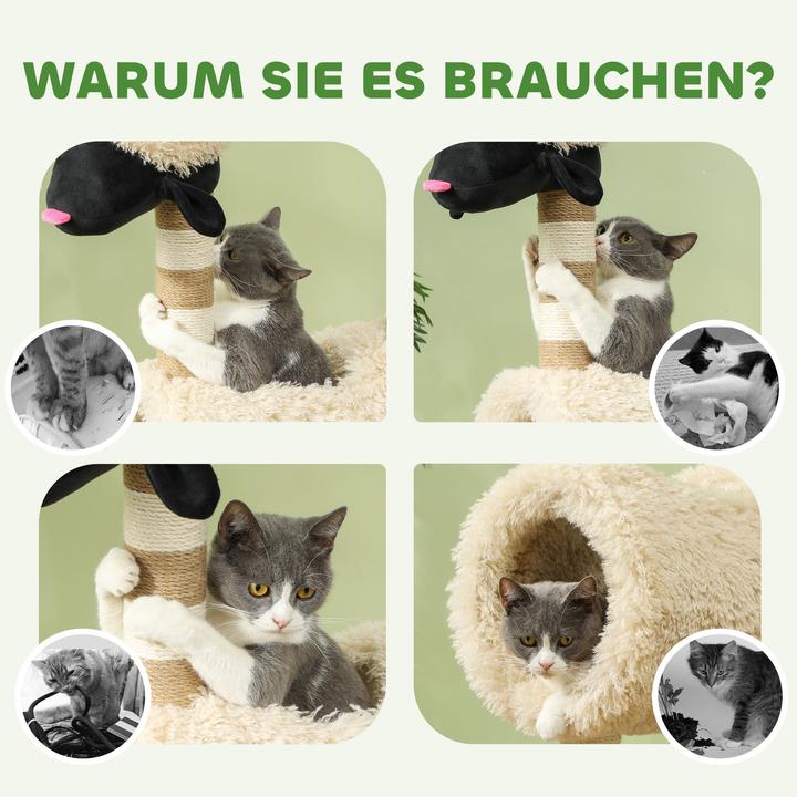 Produktbild PawHut Kratzbaum Spanplatte, Polyester Braun (98 cm, Hellbraun)