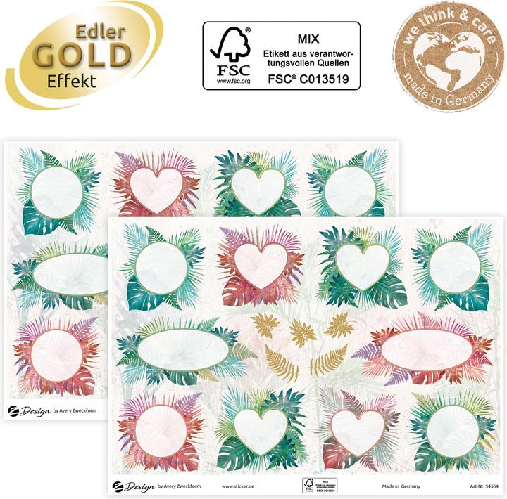 Image du produit Avery Autocollants à motifs A5 DEKO fougères