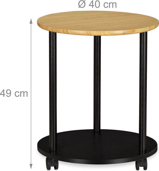 Immagine prodotto Relaxdays Tavolino da salotto rotondo con rotelle (40 x 40 x 49 cm)