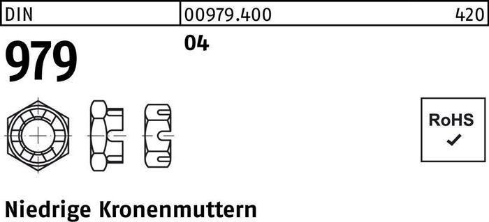 Produktbild Kronenmutter DIN 979 niedrig M 20 Automatenstahl