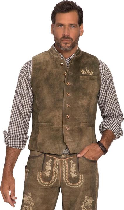 Immagine prodotto JP1880 Gilet in tradizionale stile Tracht di pelle scamosciata di capra con colletto alto (58)