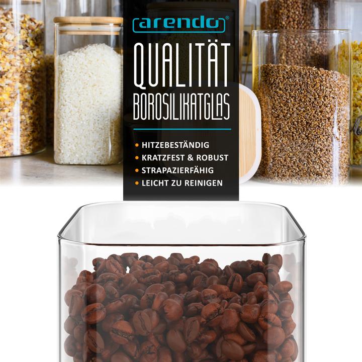 Actual product image Arendo 10x 1,5 L Vorratsgläser Glasbehälter 10er Set, Borosilikatglas, Bambusdeckel, Vorratsdosen luftdicht (1.50 l)