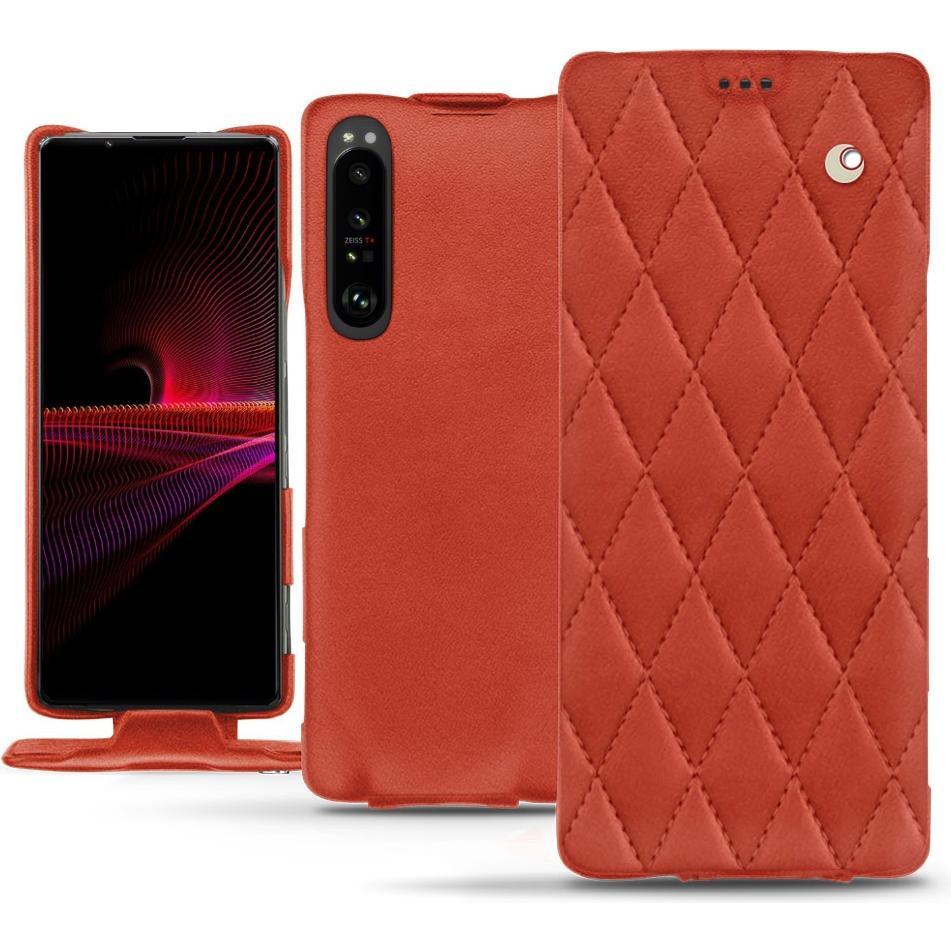 Noreve Lederschutzhülle vertikal (Sony Xperia 1 III), Smartphone Hülle, Orange