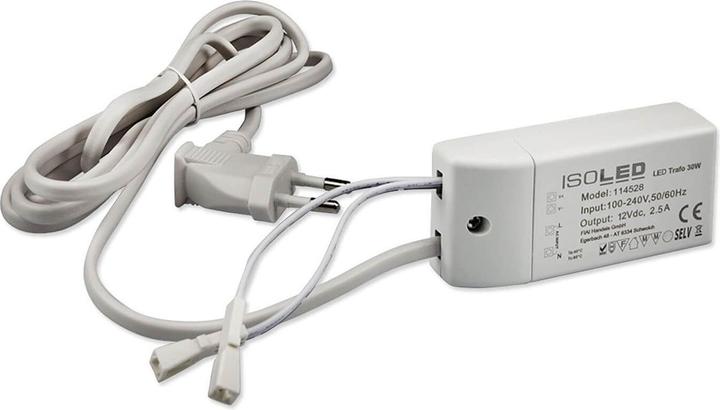 Image du produit Isoled Transformateur LED MiniAMP 12V/DC, 0-30W, câble de 200cm avec fiche plate, secondaire 2 prises