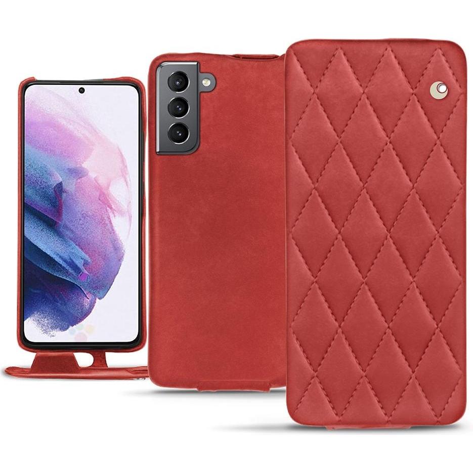Noreve Lederschutzhülle vertikal (Samsung Galaxy S21), Smartphone Hülle, Rot