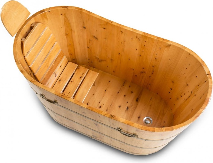 Produktbild PureHaven freistehende Holzbadewanne 150x62cm aus Zedernholz 150 L ergonomische Formgebung pflegelei (150 l, 62 cm, 150 cm)
