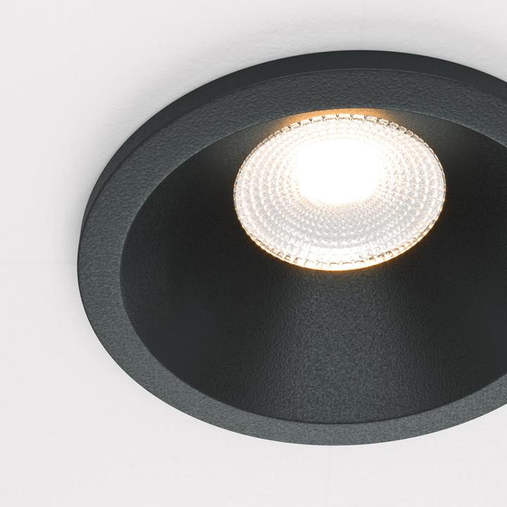 Actual product image Maytoni Zoom LED downlight, recessed light 6W dimmable black IP65 90Ra Ø6mm warm white (370 lm)