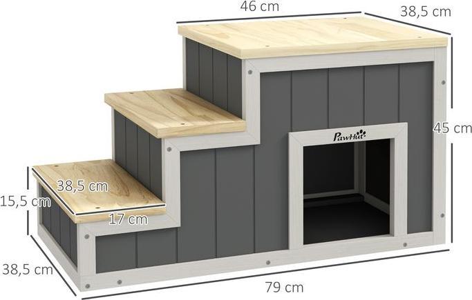 Immagine prodotto Swisshandel24 Scala per cani 2 in 1, scala per gatti con grotta, scala per animali domestici con 3 gradini, rampa (Gatto, Cane, Riflettori, Pieghevole)