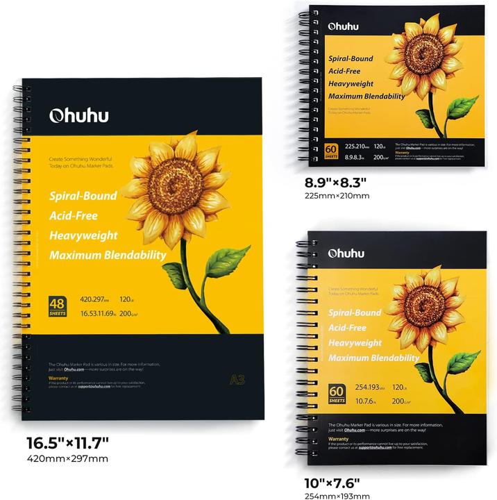 Actual product image Ohuhu Kunst-Skizzenbuch, 48 Blatt, A3 (A3, Plain, Soft cover)