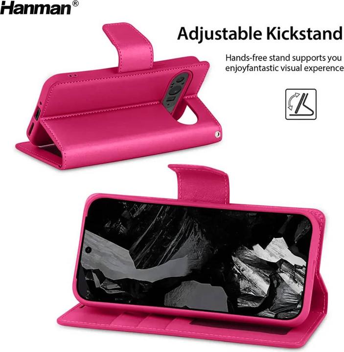 Produktbild Hanman Google Pixel 10 / 10 Pro - Mill Flip Case mit 3 Kartenfächern, Pink (Google Pixel 10, Google Pixel 10 Pro)