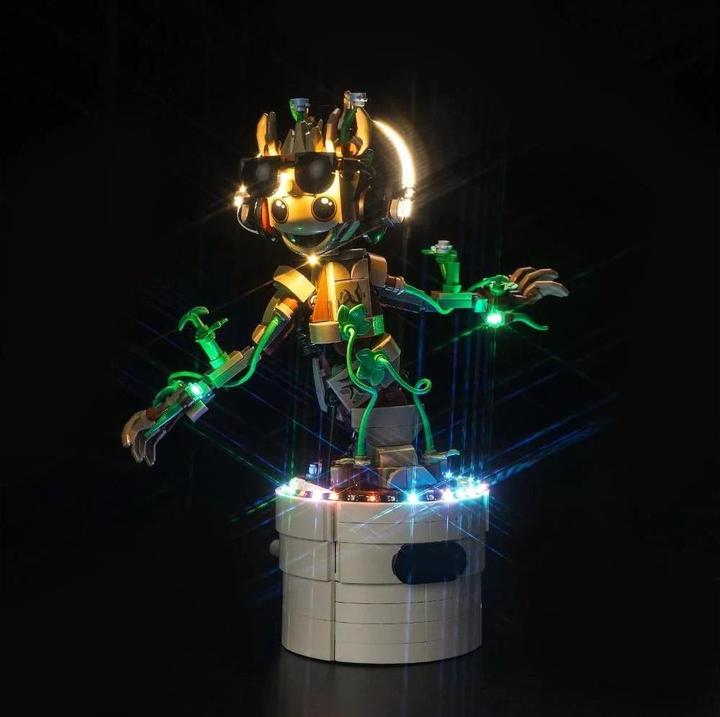 Actual product image BrickBling LED light set for LEGO Marvel: Dancing Groot (76297)